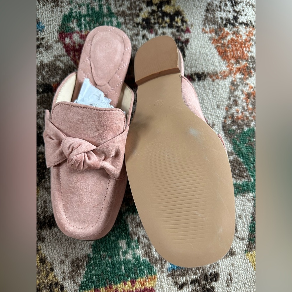 Pink Suede Bow Loafers - Picture 2 of 6